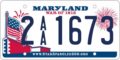 MD license plate 2AA1673
