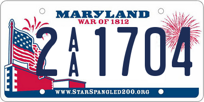 MD license plate 2AA1704