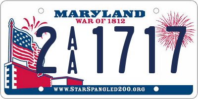 MD license plate 2AA1717