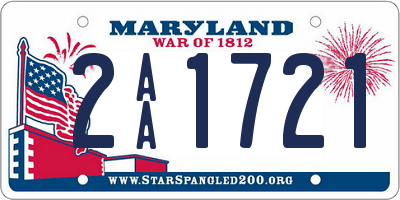 MD license plate 2AA1721