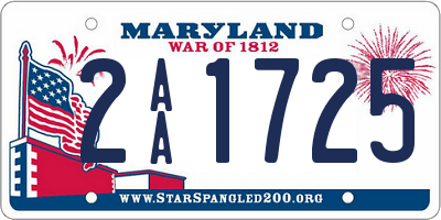 MD license plate 2AA1725