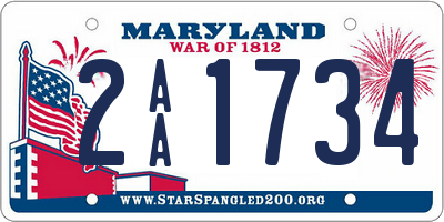 MD license plate 2AA1734