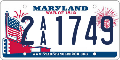 MD license plate 2AA1749