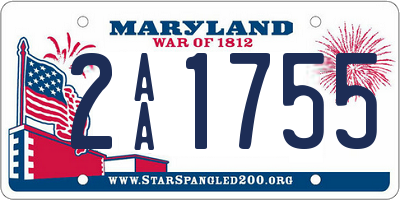 MD license plate 2AA1755