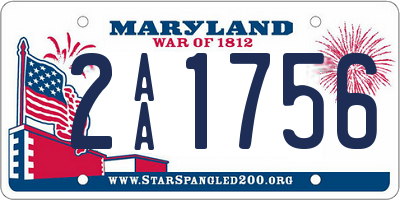 MD license plate 2AA1756
