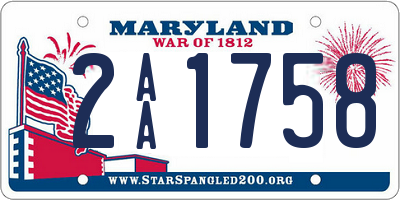 MD license plate 2AA1758