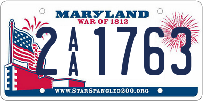 MD license plate 2AA1763