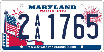 MD license plate 2AA1765