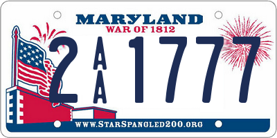 MD license plate 2AA1777