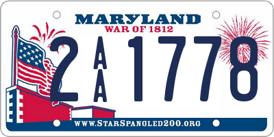 MD license plate 2AA1778