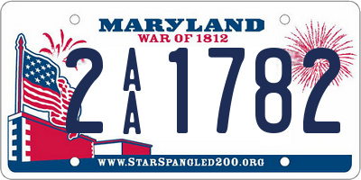 MD license plate 2AA1782