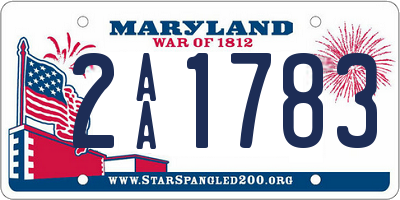 MD license plate 2AA1783