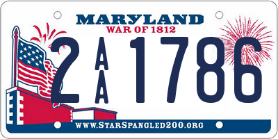 MD license plate 2AA1786