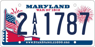 MD license plate 2AA1787