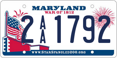 MD license plate 2AA1792