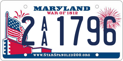 MD license plate 2AA1796