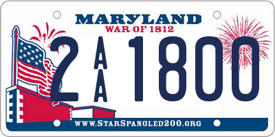 MD license plate 2AA1800