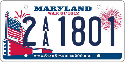 MD license plate 2AA1801