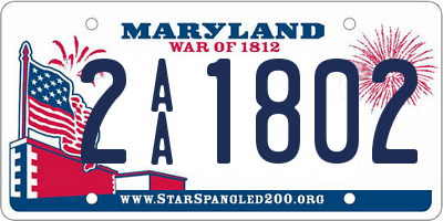 MD license plate 2AA1802