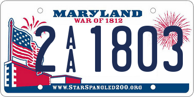 MD license plate 2AA1803