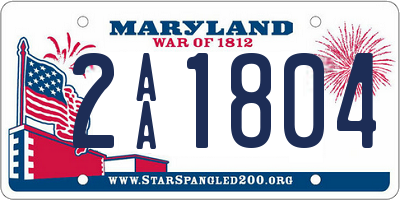 MD license plate 2AA1804