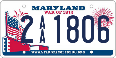 MD license plate 2AA1806