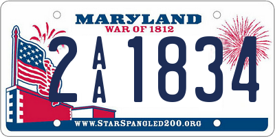 MD license plate 2AA1834