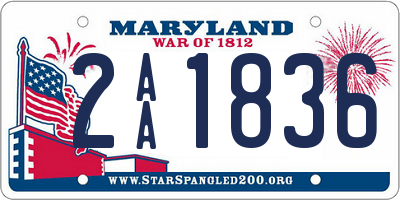 MD license plate 2AA1836