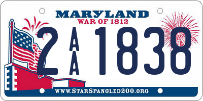 MD license plate 2AA1838