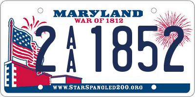MD license plate 2AA1852