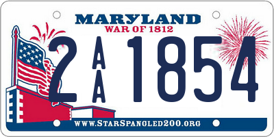 MD license plate 2AA1854