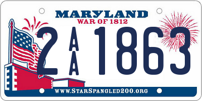 MD license plate 2AA1863