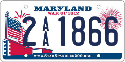 MD license plate 2AA1866