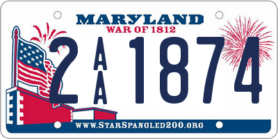 MD license plate 2AA1874