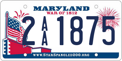 MD license plate 2AA1875