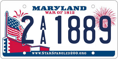 MD license plate 2AA1889