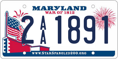 MD license plate 2AA1891