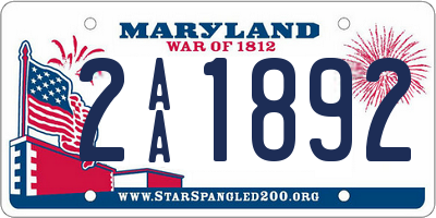 MD license plate 2AA1892