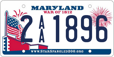 MD license plate 2AA1896