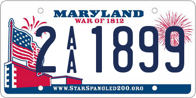 MD license plate 2AA1899