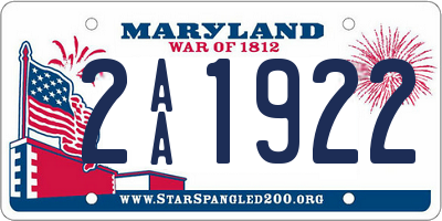 MD license plate 2AA1922