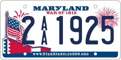 MD license plate 2AA1925