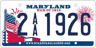 MD license plate 2AA1926