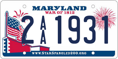 MD license plate 2AA1931