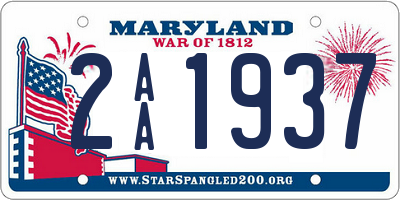 MD license plate 2AA1937