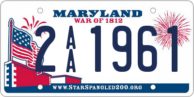 MD license plate 2AA1961