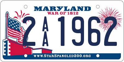 MD license plate 2AA1962