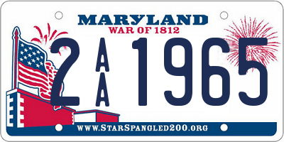 MD license plate 2AA1965