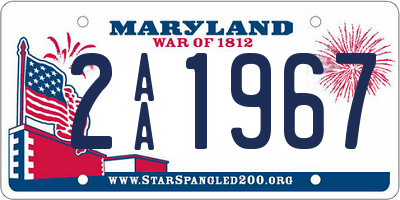 MD license plate 2AA1967