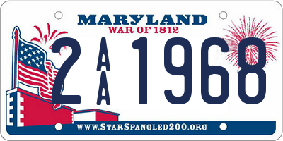 MD license plate 2AA1968